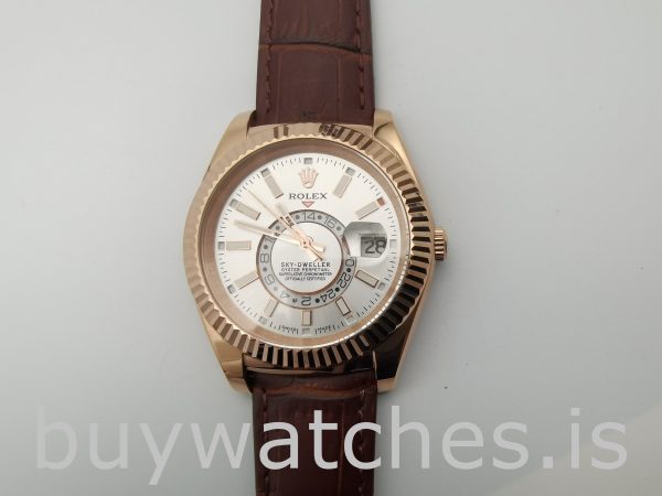 Rolex Sky-Dweller 326135 Beyaz 42mm Kahverengi Katı Otomatik Saat