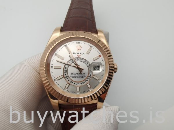 Rolex Sky-Dweller 326135 Beyaz 42mm Kahverengi Katı Otomatik Saat