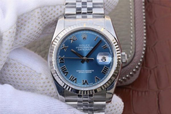 Rolex Datejust 116234 Replica Mavi Kadran 36mm Bayan Gümüş Saat